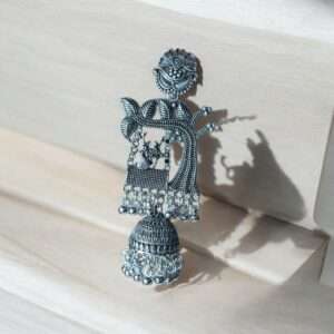 Nritya Leela: Radha Krishna Oxidised Dancing Earrings
